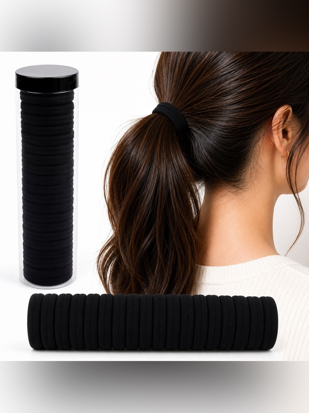 Black Velvet Hair Coil Ties - Gentle No-Crease Hold